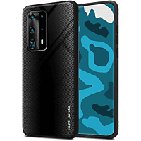 CADORABO TPU Gestreiftes Glas Silikon Case, Backcover, Huawei, P40 PRO / P40 PRO+, OPAL SCHWARZ