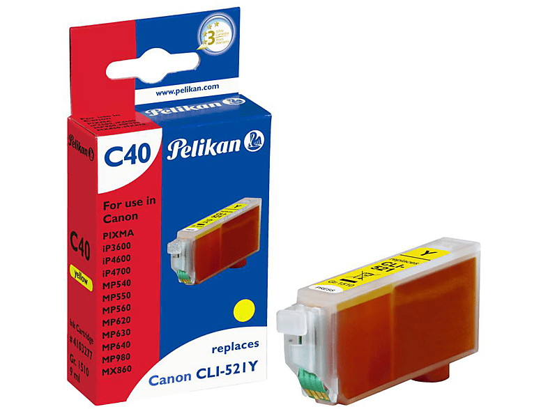 2936B001/CLI-521Y) PELIKAN Gelb Tintenpatrone Tintenpatrone (Canon