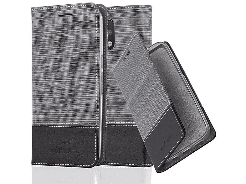 CADORABO Schutzhülle im Jeans Book Style, GRAU PLUS, Motorola, SCHWARZ MOTO Bookcover, G4 / G4