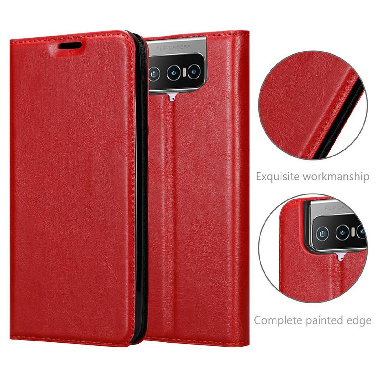 ZenFone CADORABO ROT Magnet, Asus, 7, Book Hülle Invisible Bookcover, APFEL