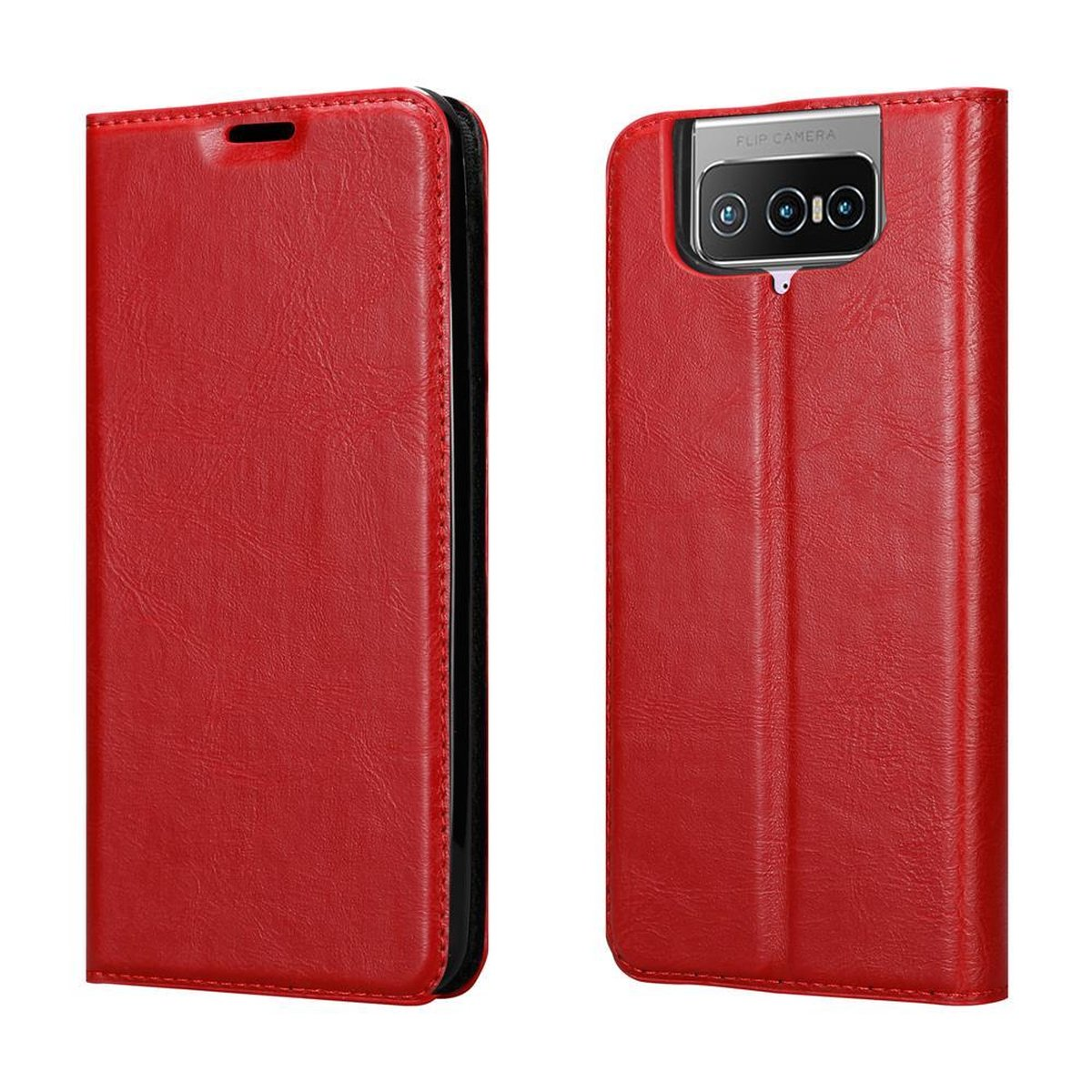 CADORABO Book Hülle Invisible Magnet, Asus, Bookcover, 7 ZenFone APFEL ROT PRO