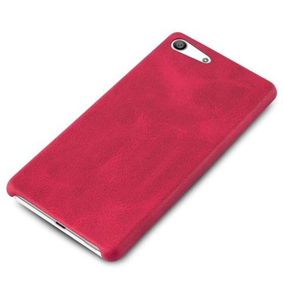 Una funda roja para teléfono. La funda es plana.