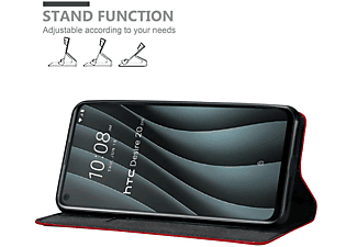 carcasa de móvil  - Funda libro para Móvil - Carcasa protección resistente de estilo libro CADORABO, HTC, Desire 20 PRO, rojo manzana