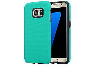 carcasa de móvil  - Funda rígida para móvil de plástico duro y TPU – Carcasa Híbrida CADORABO, Samsung, Galaxy S7 EDGE, turquesa lirio