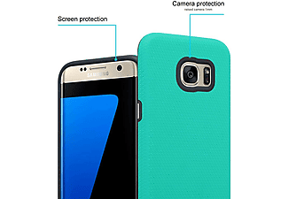 carcasa de móvil  - Funda rígida para móvil de plástico duro y TPU – Carcasa Híbrida CADORABO, Samsung, Galaxy S7 EDGE, turquesa lirio