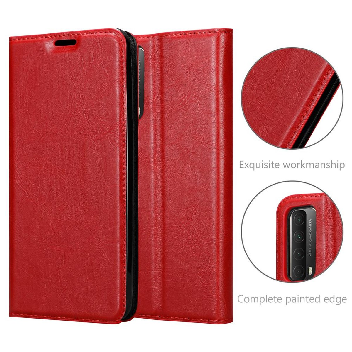 CADORABO Book Hülle Invisible APFEL SMART Bookcover, 2021, P Huawei, Magnet, ROT