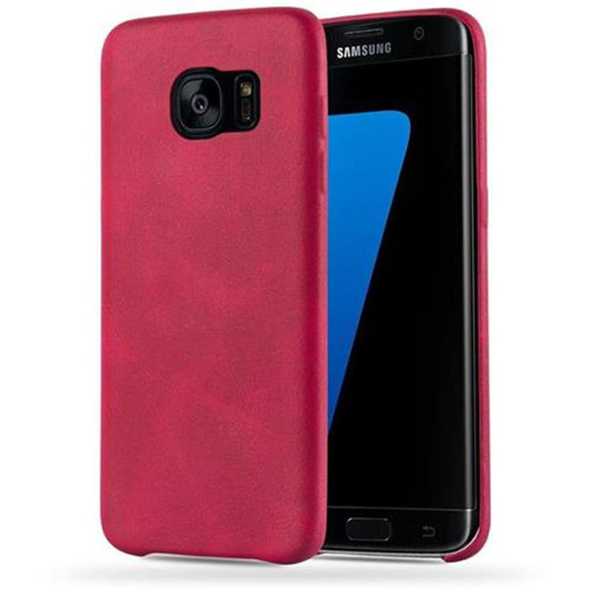 S7 mit Hülle VINTAGE Case Samsung, Hard CADORABO ROT Galaxy Backcover, EDGE, Struktur,