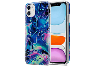 CADORABO IMD TPU Bunter Marmor Hülle, Backcover, Apple, iPhone 11, Blau Pink Marmor No. 17