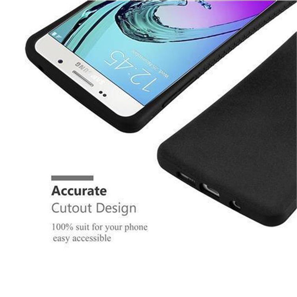 Hülle Samsung, CADORABO Backcover, mit Galaxy Hard rutschfestem A5 MINERAL Case Small Gummi-Rücken, SCHWARZ Waist 2016,