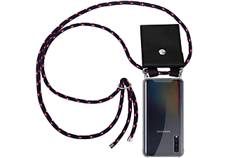 CADORABO TPU Handy Kette SILBER, Backcover, Samsung, Galaxy A50 4G / A50s / A30s, BLAU ROT WEIß GEPUNKTET