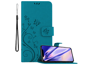 carcasa de móvil  - Funda libro para Móvil - Carcasa protección resistente de estilo libro CADORABO, Apple, iPhone 12 Pro Max (6,7"), azul floral