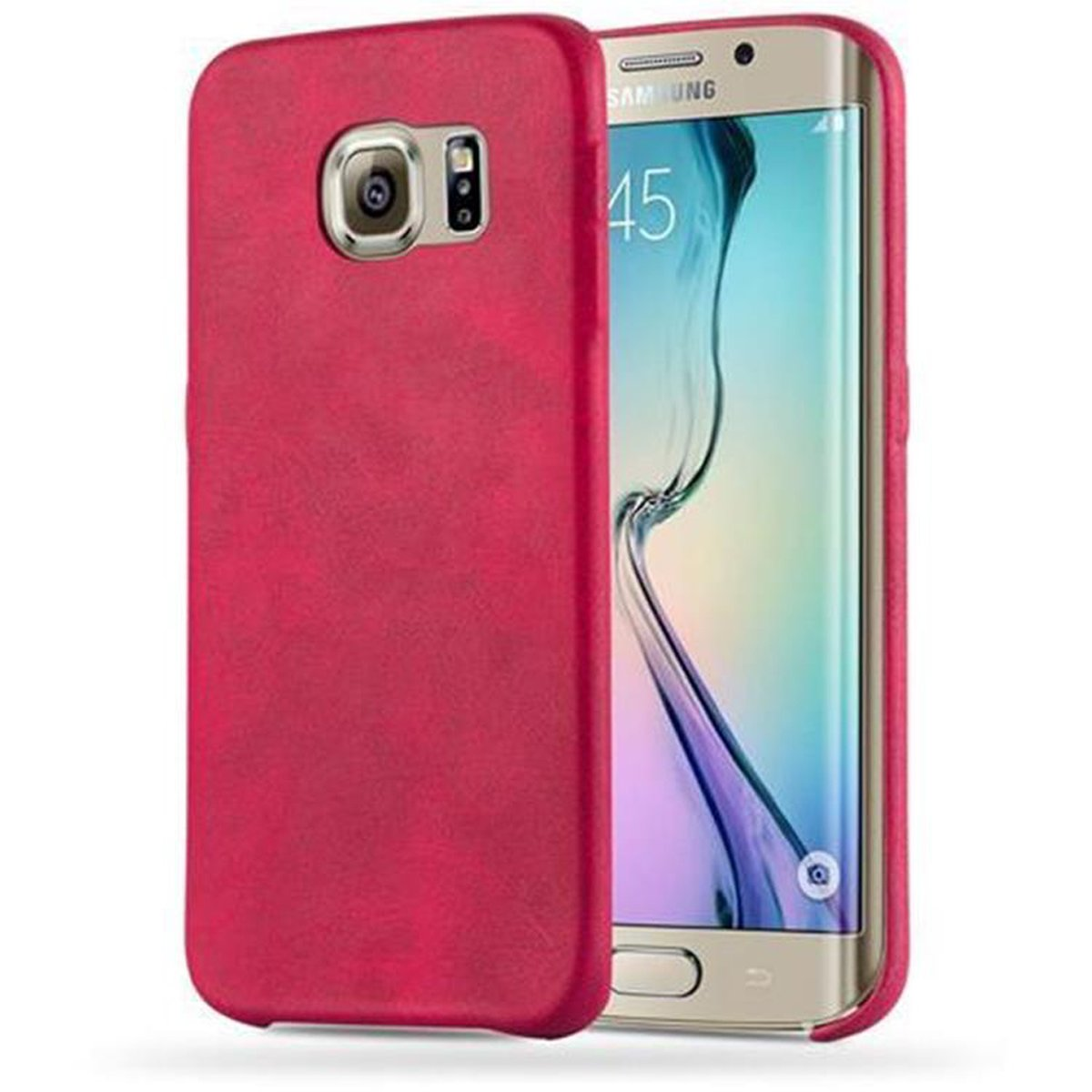 CADORABO Hülle Hard Case mit EDGE, Struktur, Backcover, ROT S6 Galaxy VINTAGE Samsung