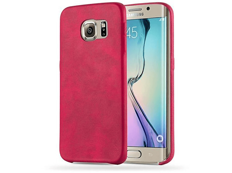 CADORABO Hülle Hard Case mit EDGE, Struktur, Backcover, ROT S6 Galaxy VINTAGE Samsung