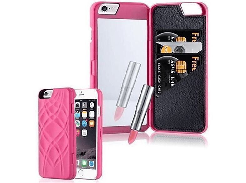 Apple, Case / 6S, Kartenfächern, Hard iPhone 6 Hülle PINK Spiegel und Backcover, CADORABO mit Schutzhülle