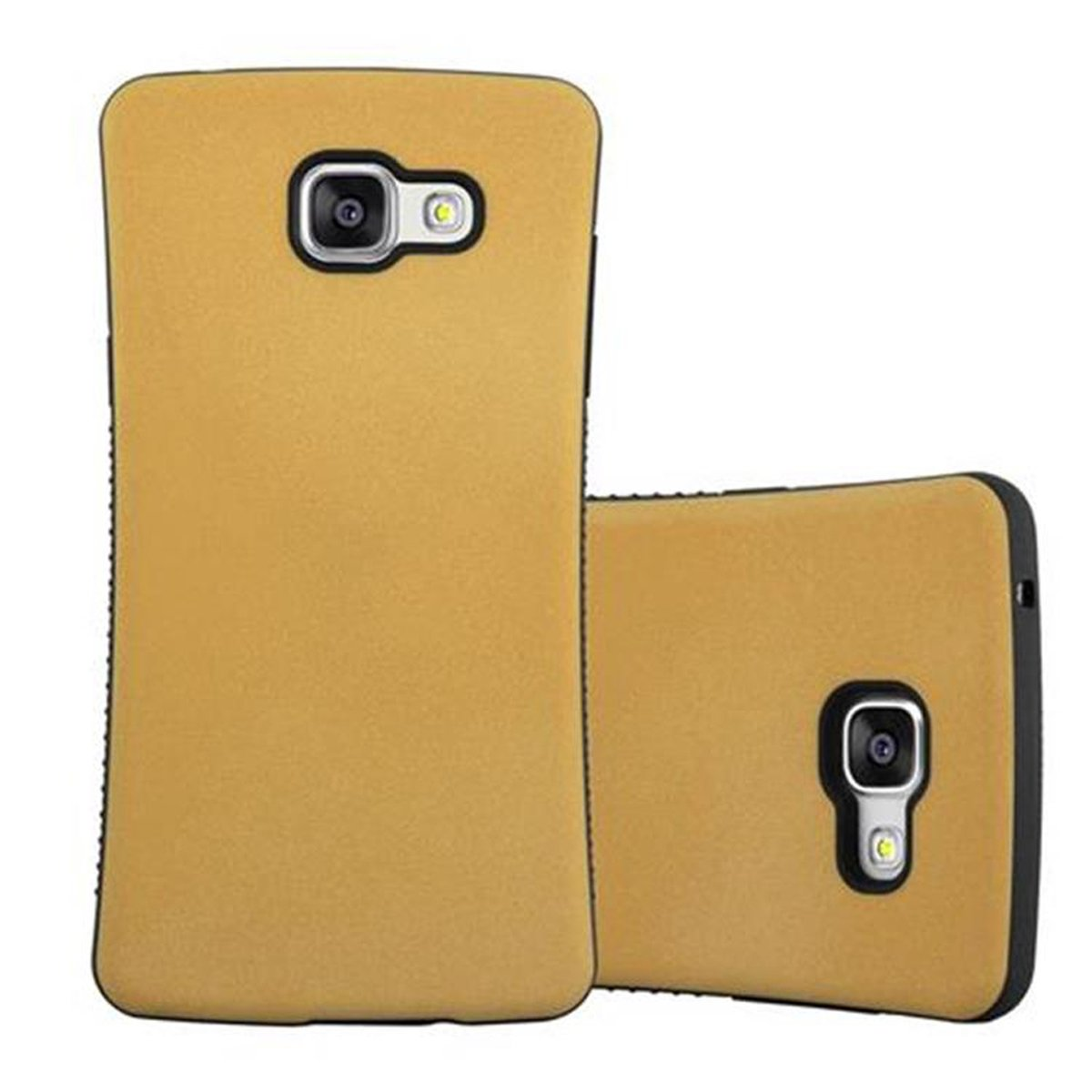 A5 Hard Gummi-Rücken, CADORABO BRAUN Waist Backcover, mit Samsung, rutschfestem Hülle Galaxy Case 2016, GOLD Small