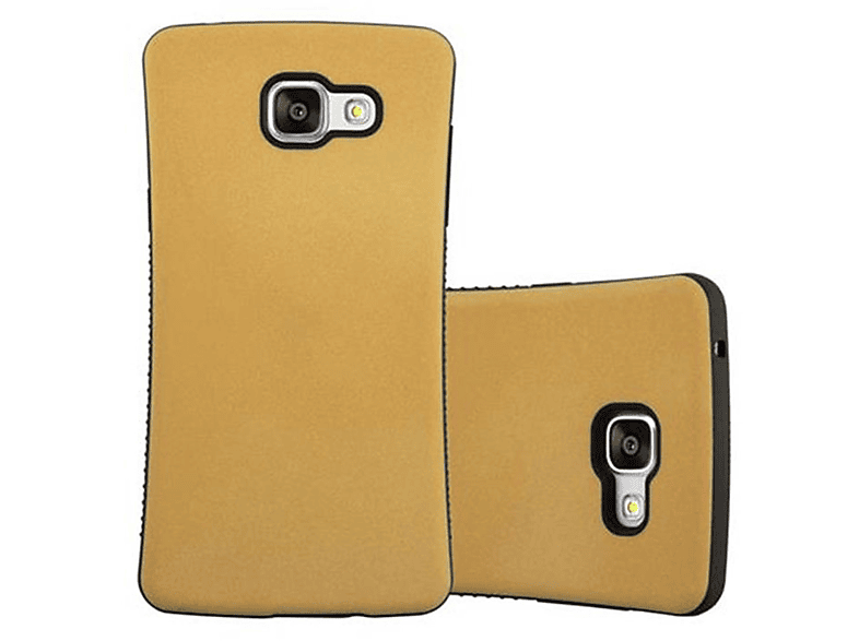 Samsung, 2016, BRAUN mit Hard Galaxy Small GOLD CADORABO Hülle Case Waist A5 Backcover, Gummi-Rücken, rutschfestem