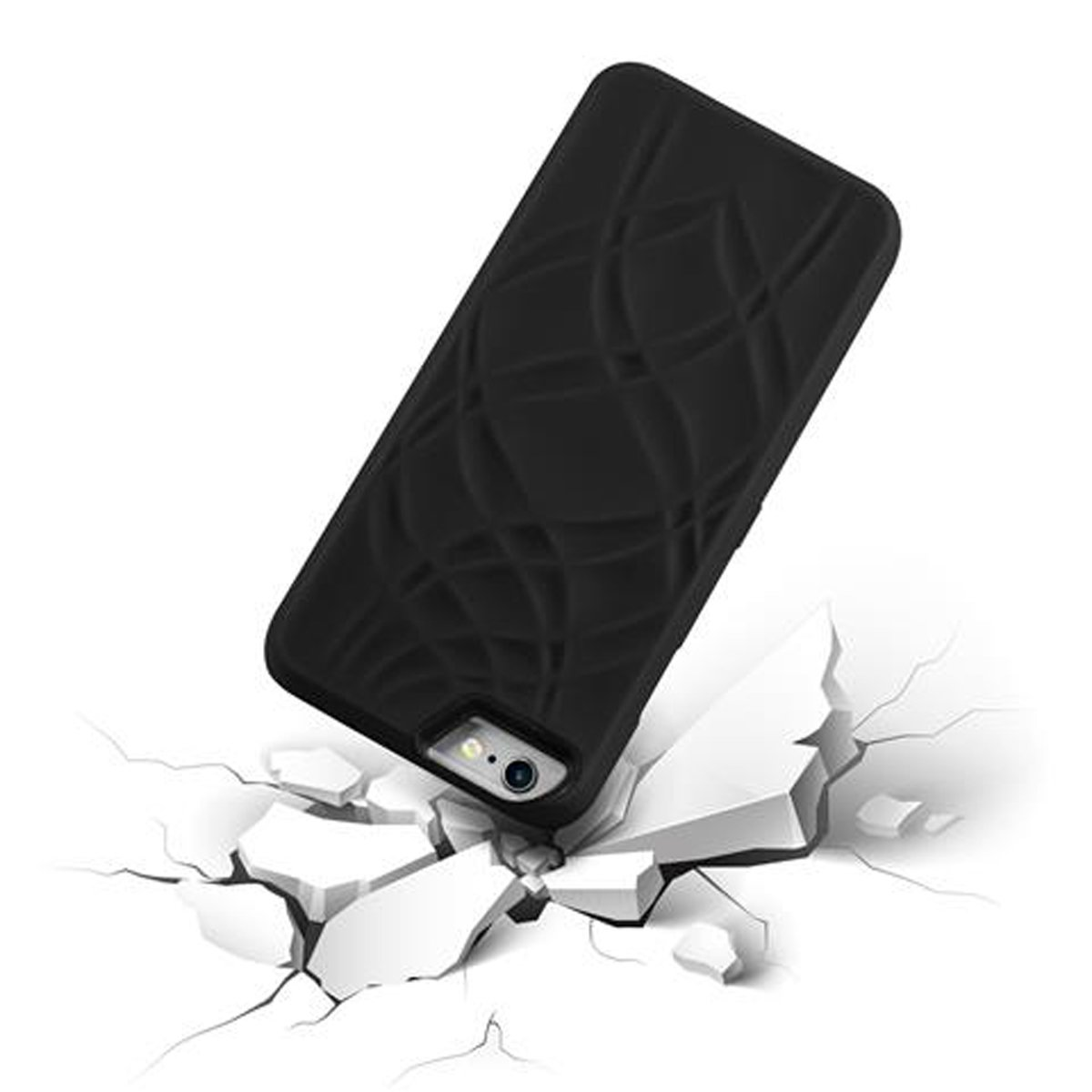 CADORABO Hülle Hard Case Schutzhülle SCHWARZ mit Backcover, und Spiegel 6 PLUS PLUS, iPhone Kartenfächern, / 6S Apple