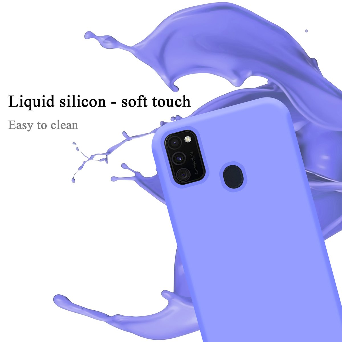 Custodia per telefono con soft touch, colore viola con lenti della fotocamera.