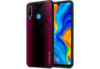 CADORABO TPU Gestreiftes Glas Silikon Case, Backcover, Huawei, P30 LITE, PURPUR PINK