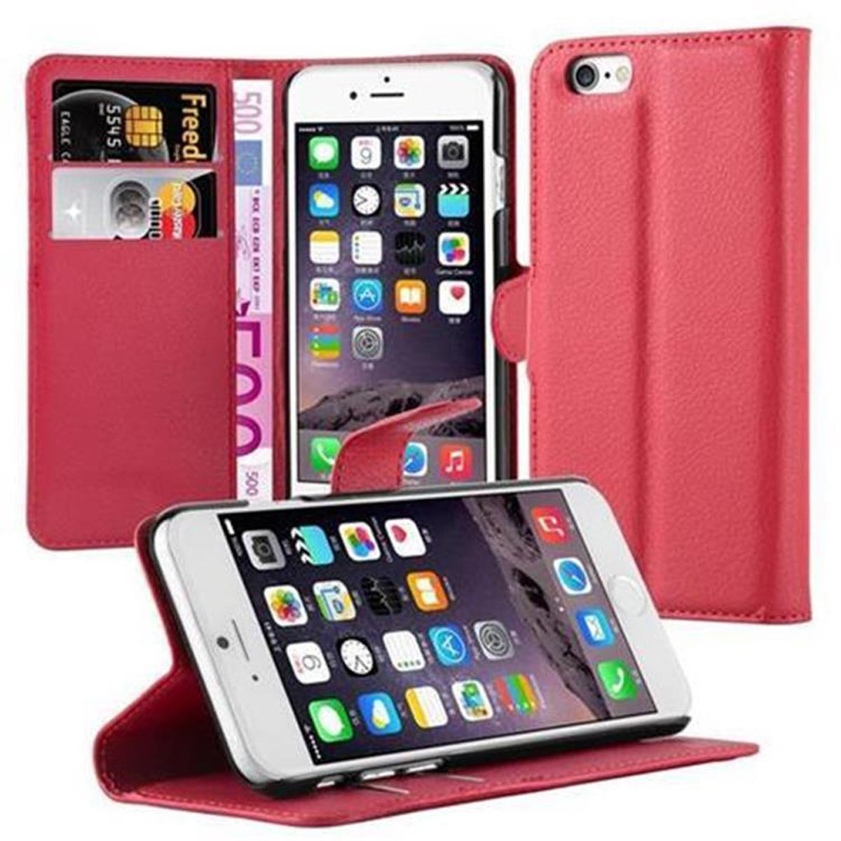 ROT Book iPhone Bookcover, 6S, Hülle Apple, CADORABO KARMIN Standfunktion, 6 /