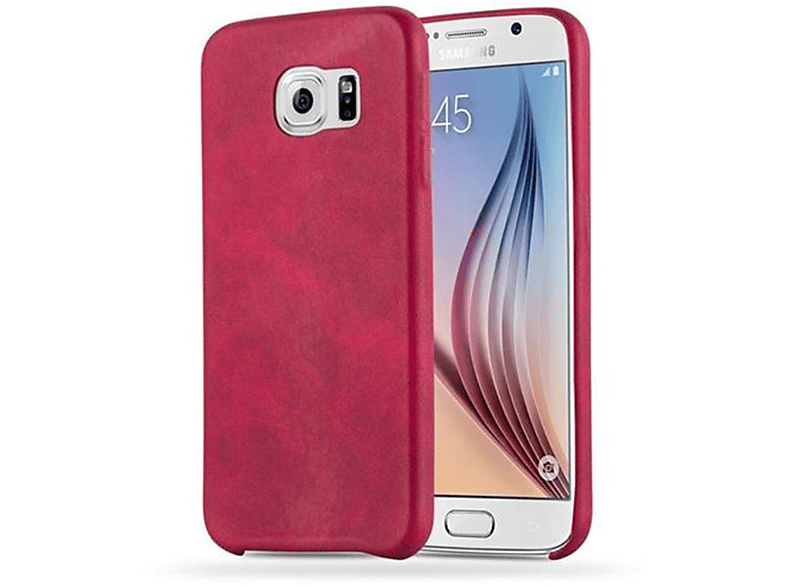 Galaxy CADORABO ROT S6, Struktur, mit Case Samsung, VINTAGE Backcover, Hard Hülle