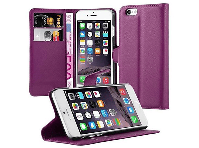iPhone CADORABO MANGAN 6 Standfunktion, Hülle Bookcover, Apple, / VIOLETT Book 6S,