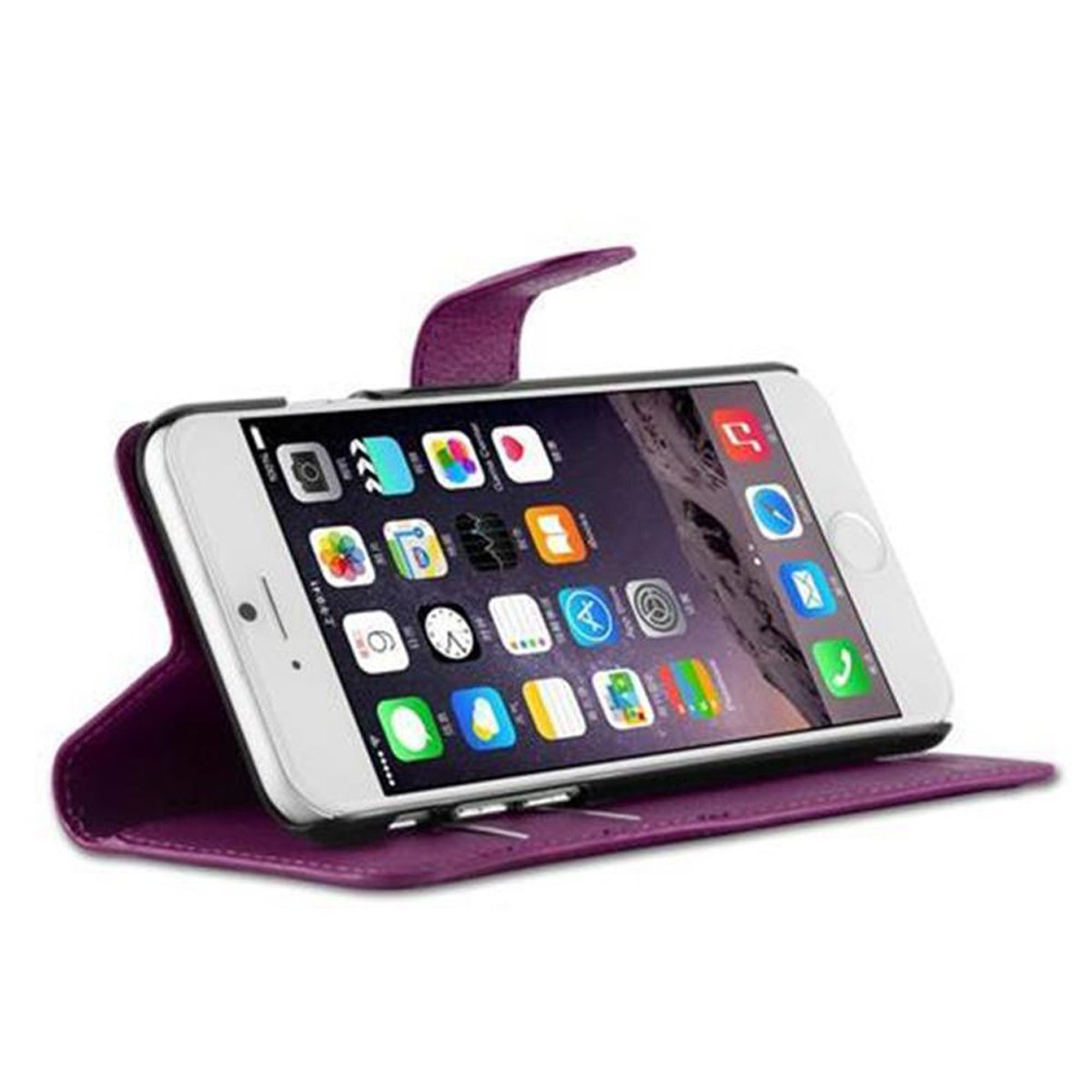 iPhone CADORABO MANGAN 6 Standfunktion, Hülle Bookcover, Apple, / VIOLETT Book 6S,