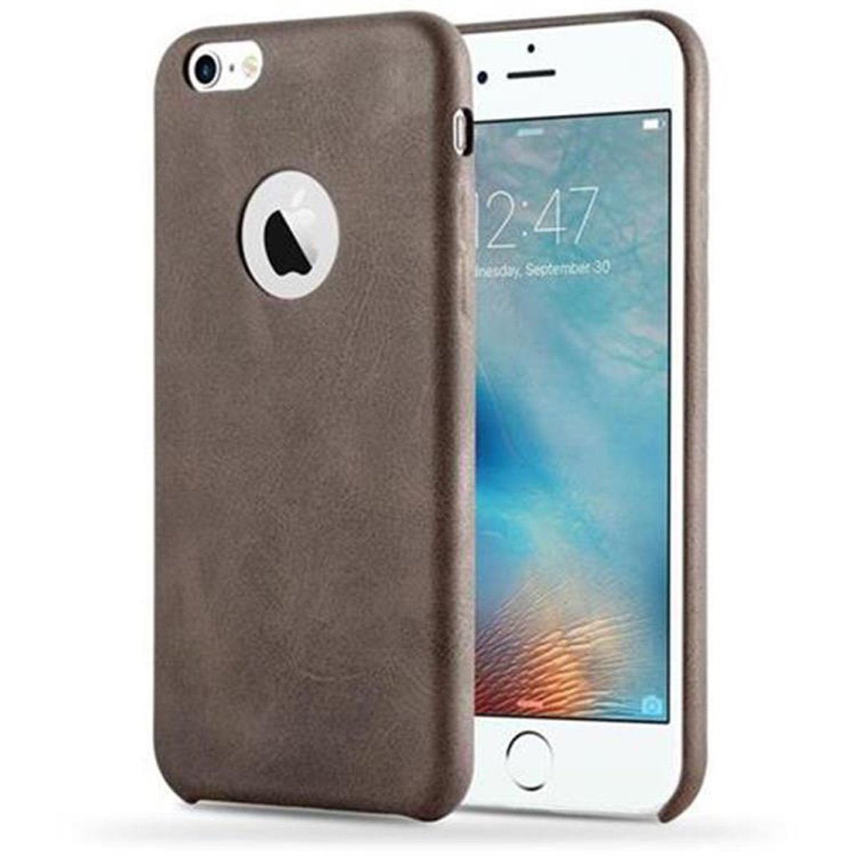 Case iPhone BRAUN Backcover, / 6 mit Hülle Hard Struktur, Apple, 6S, CADORABO VINTAGE