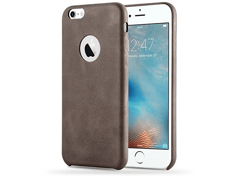 BRAUN Struktur, Hard Backcover, iPhone / Case mit 6 CADORABO Hülle 6S, VINTAGE Apple,