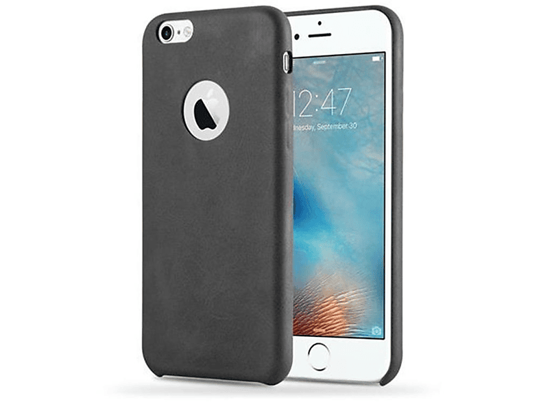 Hard Hülle Backcover, Case mit Apple, 6S, 6 VINTAGE iPhone Struktur, CADORABO SCHWARZ /