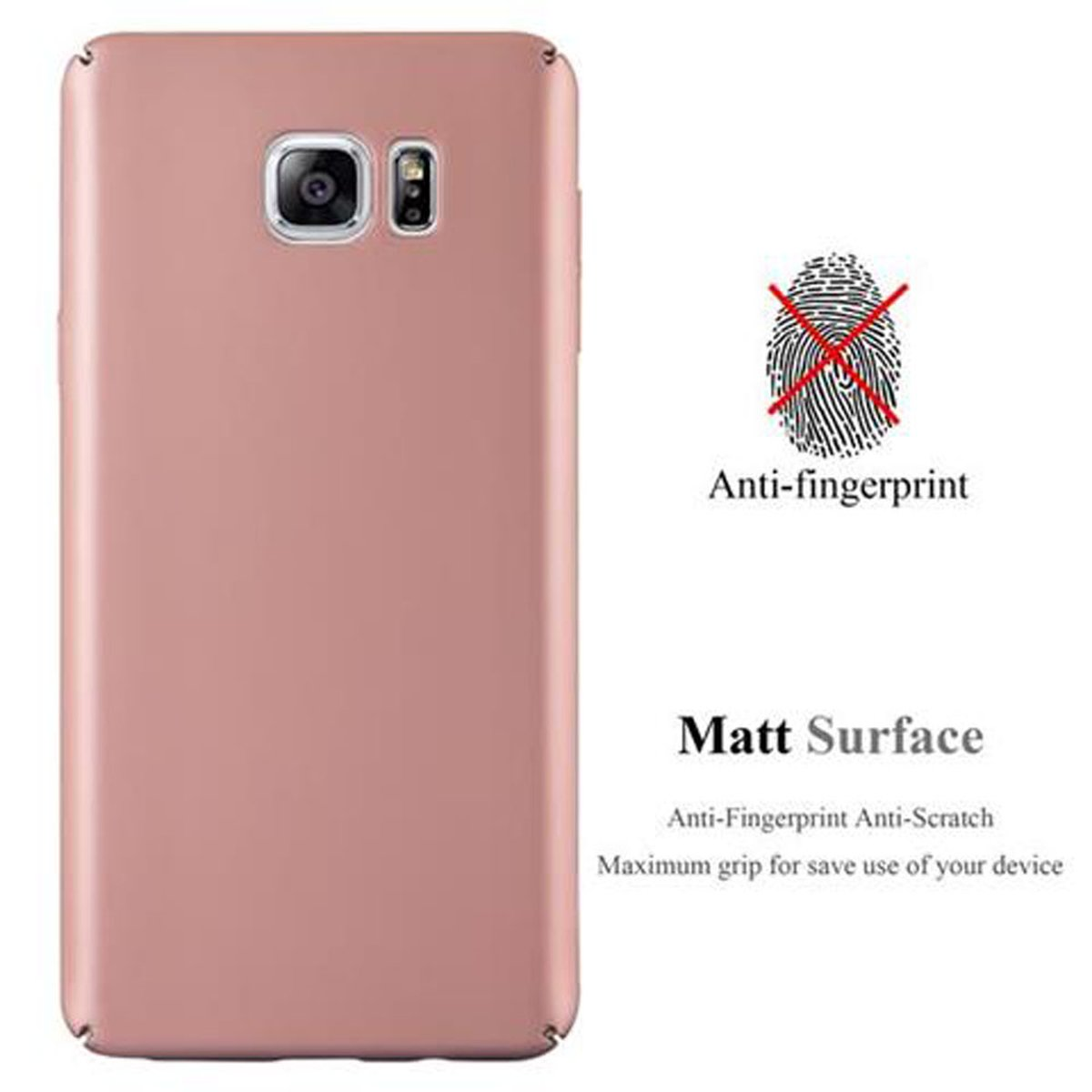 Metall GOLD im Hülle Samsung, Case 5, METALL ROSÉ Backcover, Matt Galaxy NOTE Style, CADORABO Hard