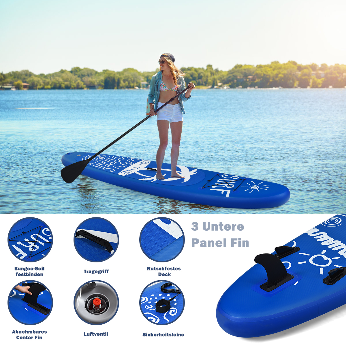 COSTWAY SUP Board Blau Paddle, Stand Up