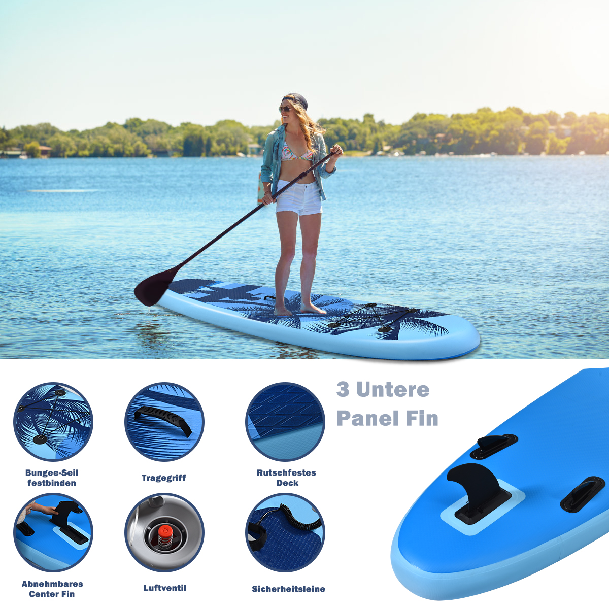 COSTWAY SUP Board Stand Blau Paddle, Up