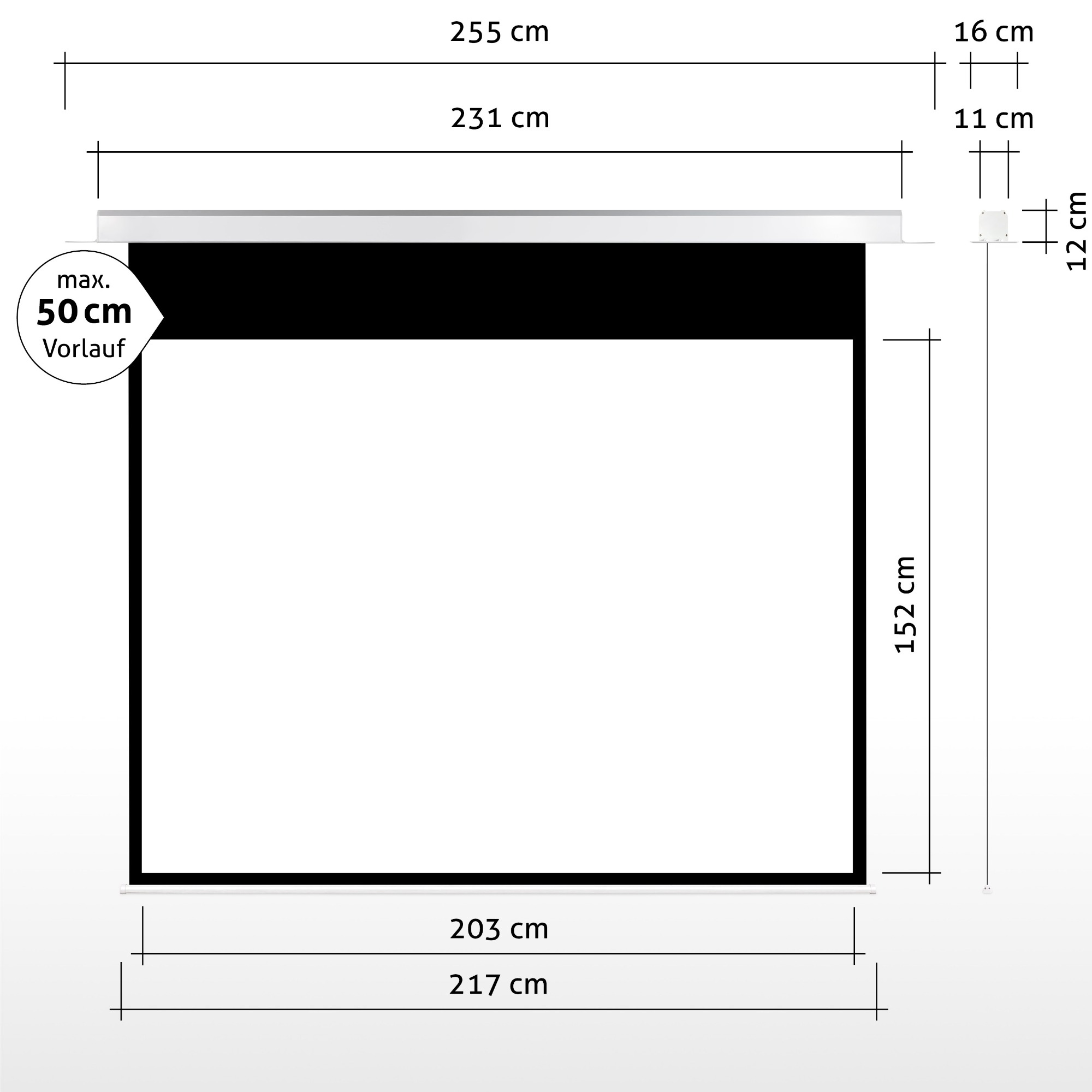 ESMART Expert CSX Deckeneinbau-203 x Deckeneinbau-Leinwand (100\