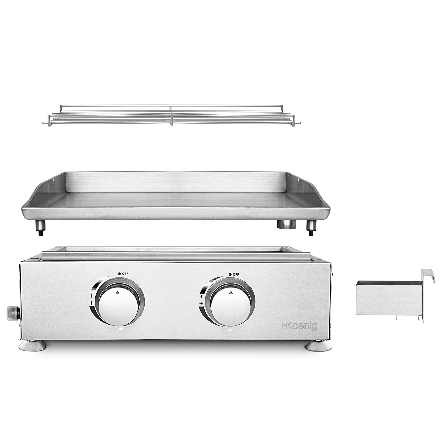 2 Gas Silber Watt) (5000 Brennern Grillplatte Grillplatte, H.KOENIG mit