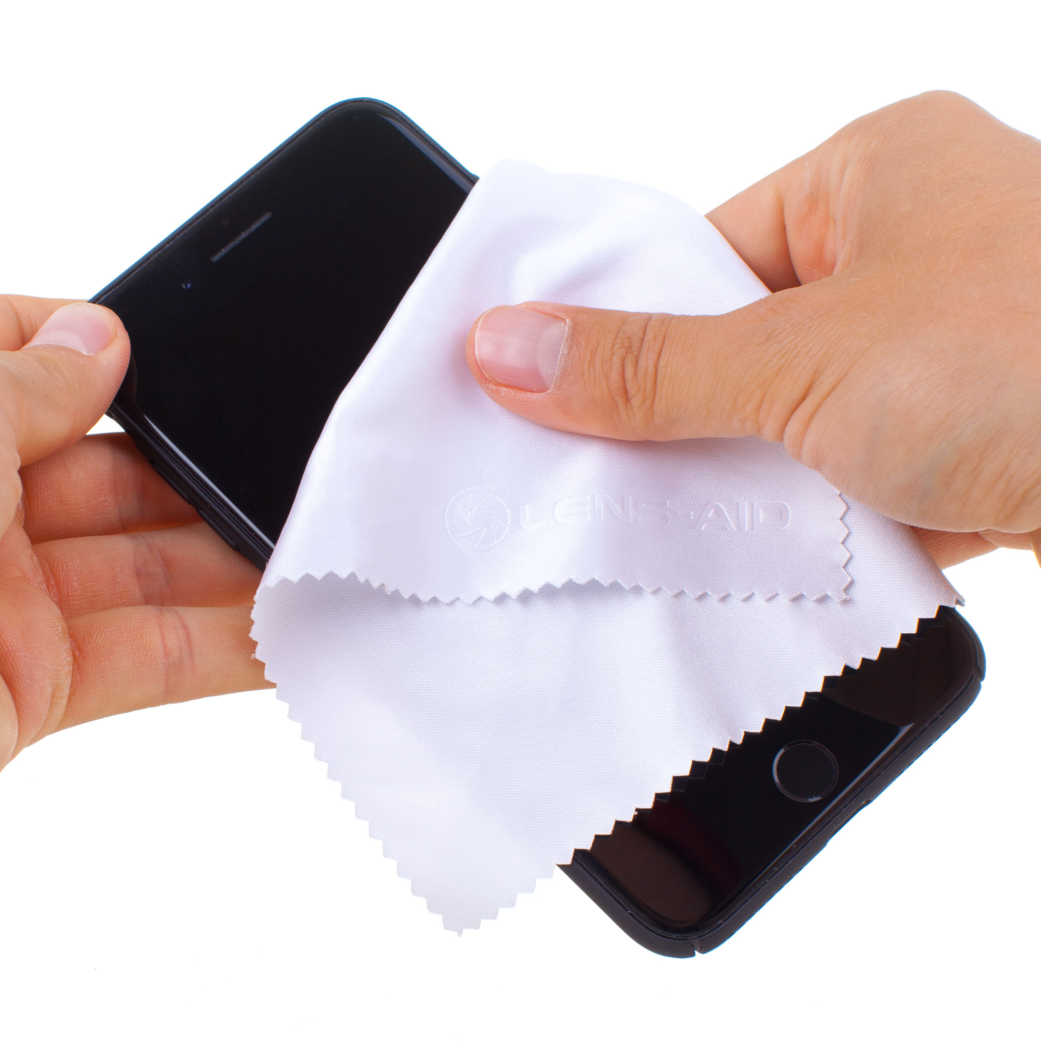 LENS-AID Smartphone Objektiv, Blau/Weiß, 10er & passend Reinigungstuch, Brille für Mikrofaser-Reinigungstücher, Set