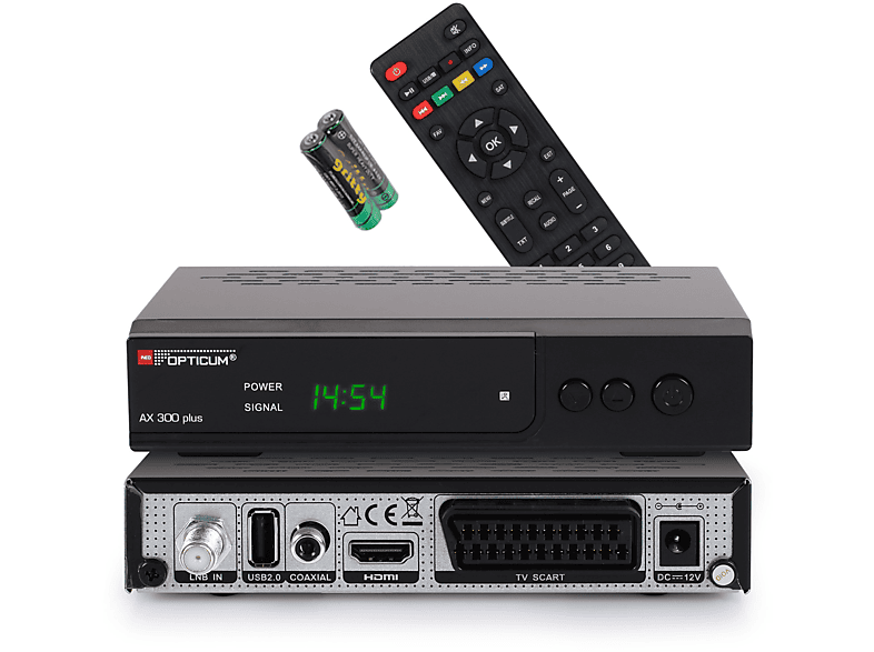 RED OPTICUM AX 300 Plus Sat Receiver mit PVR I Digitaler Satelliten-Receiver HD 1080p -HDMI-SCART - USB-schwarz DVB-S HD Receiver (HDTV, PVR-Funktion, DVB-S, DVB-S2, schwarz)