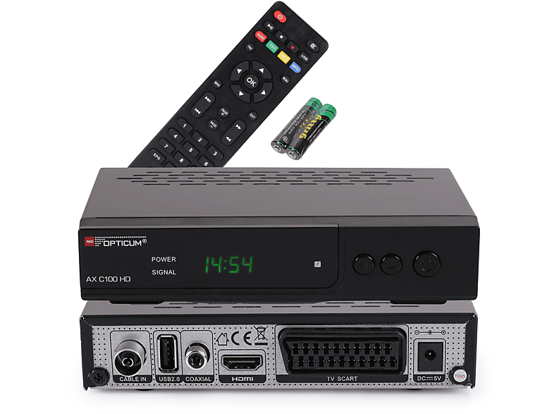 I RED HD- Digitaler mit schwarz) HD Kabelreceiver EPG-HDMI-USB DVB-C, DVB-C2, Kabel-Receiver C100 OPTICUM Receiver PVR-Funktion, -SCART DVB-C AX (HDTV, PVR-Aufnahmefunktion