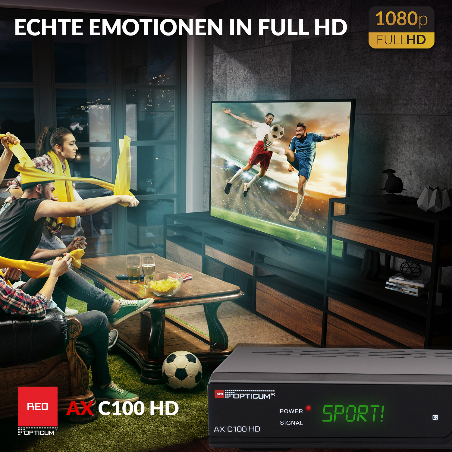 C100 HD AX OPTICUM DVB-C2, DVB-C, RED schwarz) DVB-C Receiver (HDTV,