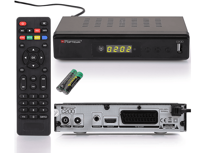 DVB-C, PVR EPG DVB-C HD Aufnahmefunktion I - OPTICUM HDMI-USB-SCART RED HD DVB-C2, Digitaler Kabelreceiver - Receiver PVR-Funktion, (HDTV, Kabel-Receiver C200 schwarz) mit