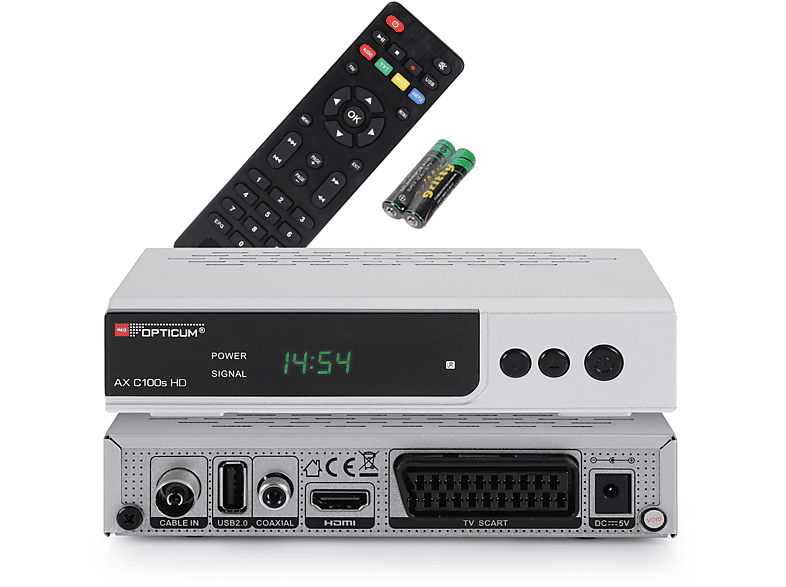 travl Enhed uøkonomisk RED OPTICUM AX C100s Digitaler Kabel-Receiver HD-EPG-HDMI-USB-SCART-Coaxial  Audio-Receiver für Kabelfernsehen DVB-C HD Receiver (HDTV, DVB-C, DVB-C2,  silber) | SATURN
