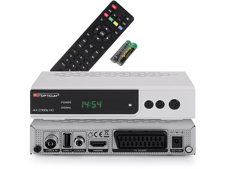 PVR-Aufnahmefunktion RED HD-EPG-HDMI-USB-SCART mit Kabelreceiver C100s OPTICUM PVR-Funktion, Kabel-Receiver HD DVB-C, Receiver (HDTV, silber) I DVB-C2, Digitaler AX DVB-C