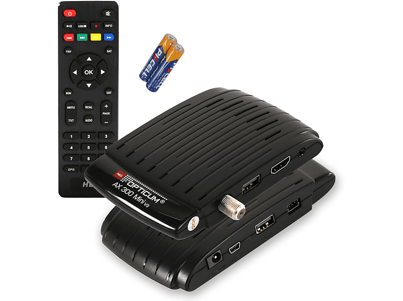 RED OPTICUM AX 300 mini V3 Sat Receiver PVR I Digitaler Receiver für Satellitenschüssel-HDMI-USB -12V Netzteil DVB-S2 Receiver (HDTV, PVR-Funktion, DVB-S, DVB-S2, schwarz)