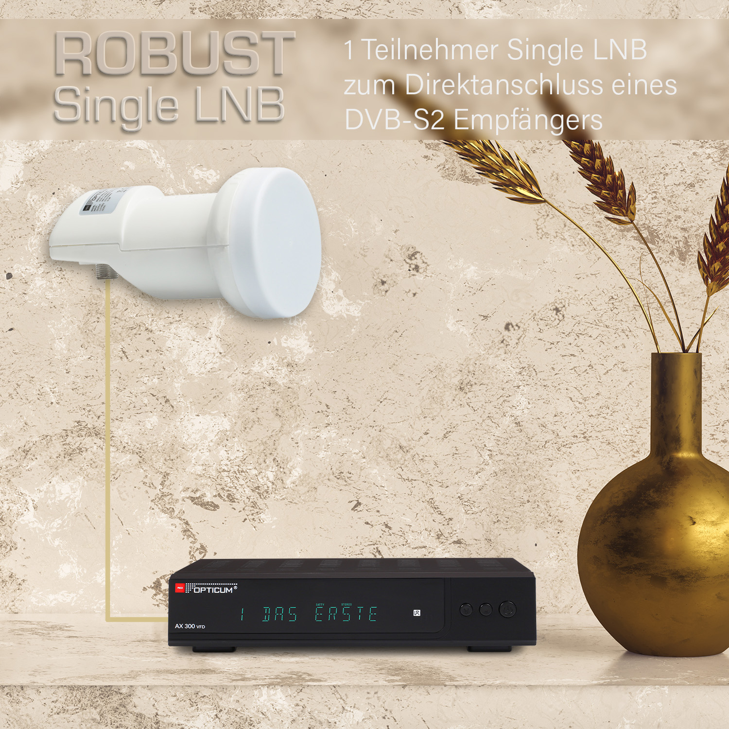 Single Robust dB 1-fach Rauschmaß LNB OPTICUM Single 0.1dB - AX & Digital-LNB Hitze- RED I LNB kältebeständiger 0,1