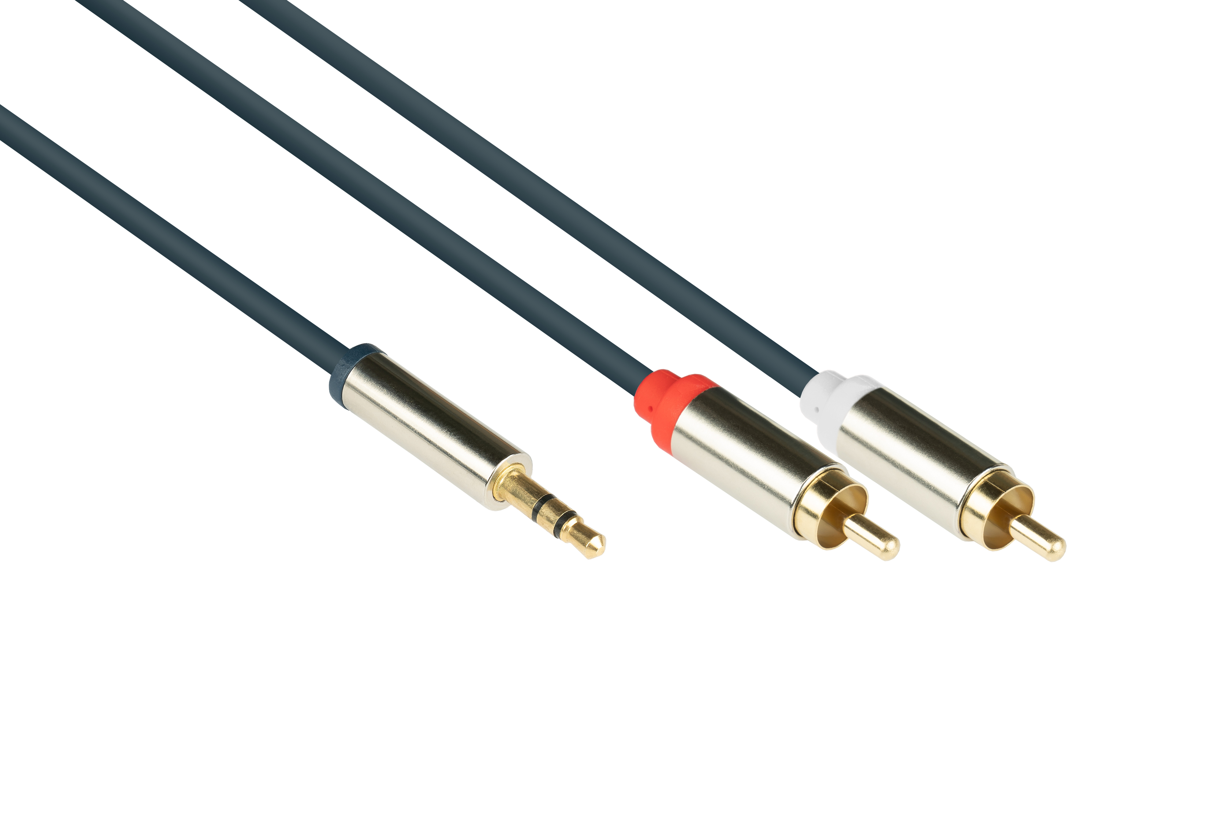 3-poliger Anschlusskabel High-Quality, Klinkenstecker CONNECTIONS 2x an Stecker, RCA/Cinch dunkelblau GOOD SmartFLEX, Audio 3,5mm