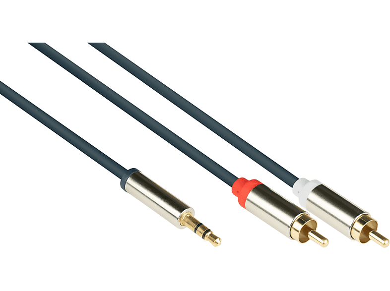 GOOD CONNECTIONS SmartFLEX, High-Quality, 3-poliger 3,5mm Klinkenstecker an 2x RCA/Cinch Stecker, dunkelblau Audio Anschlusskabel | Hifi Kabel & Adapter