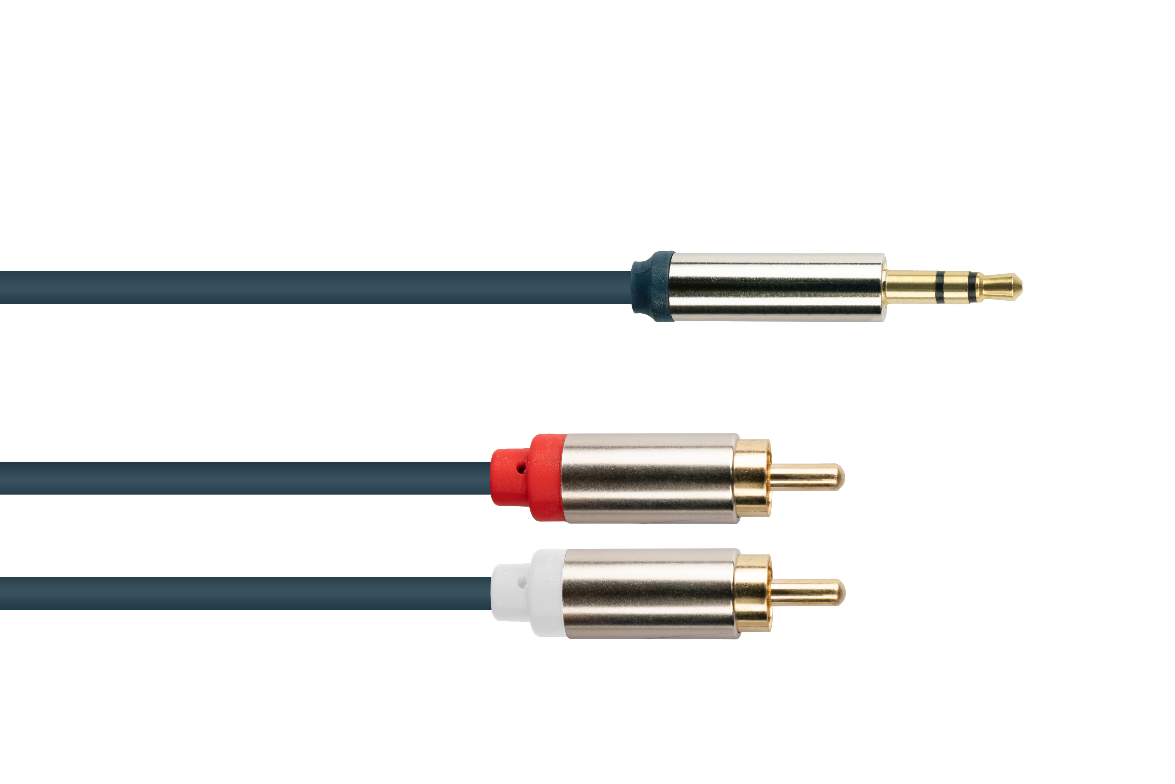 GOOD CONNECTIONS SmartFLEX, High-Quality, 2x RCA/Cinch 3-poliger Anschlusskabel Klinkenstecker dunkelblau Stecker, Audio 3,5mm an