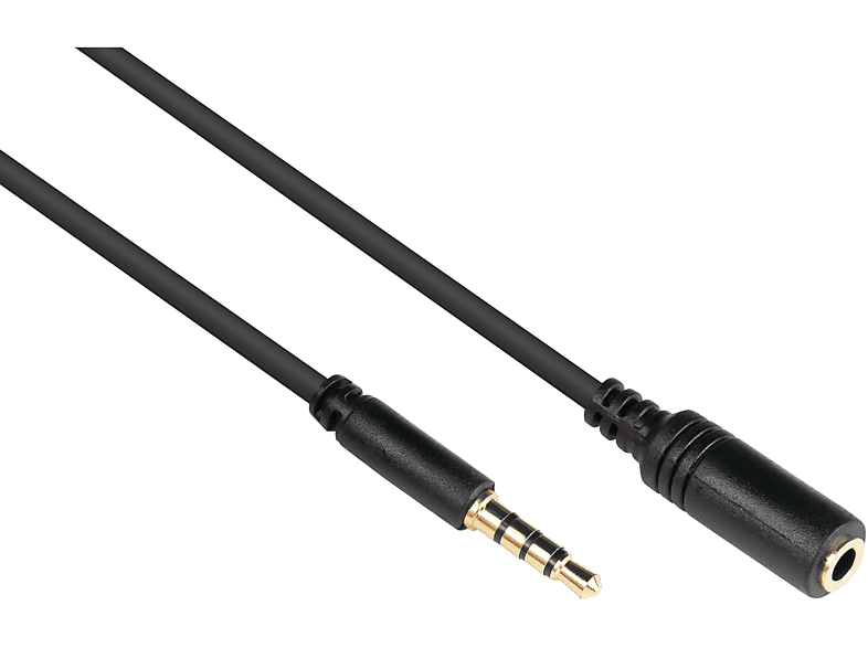 GOOD CONNECTIONS 3,5mm, Audio vergoldete Klinkenverlängerung Stecker an CU, (4polig), Buchse Kontakte, schwarz
