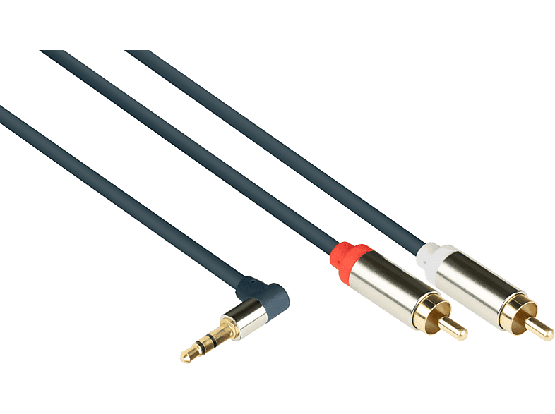 GOOD CONNECTIONS SmartFLEX, High-Quality, 3-poliger RCA/Cinch Stecker,dunkelblau Anschlusskabel Klinkenstecker an 2x 3,5mm gewinkelt Audio