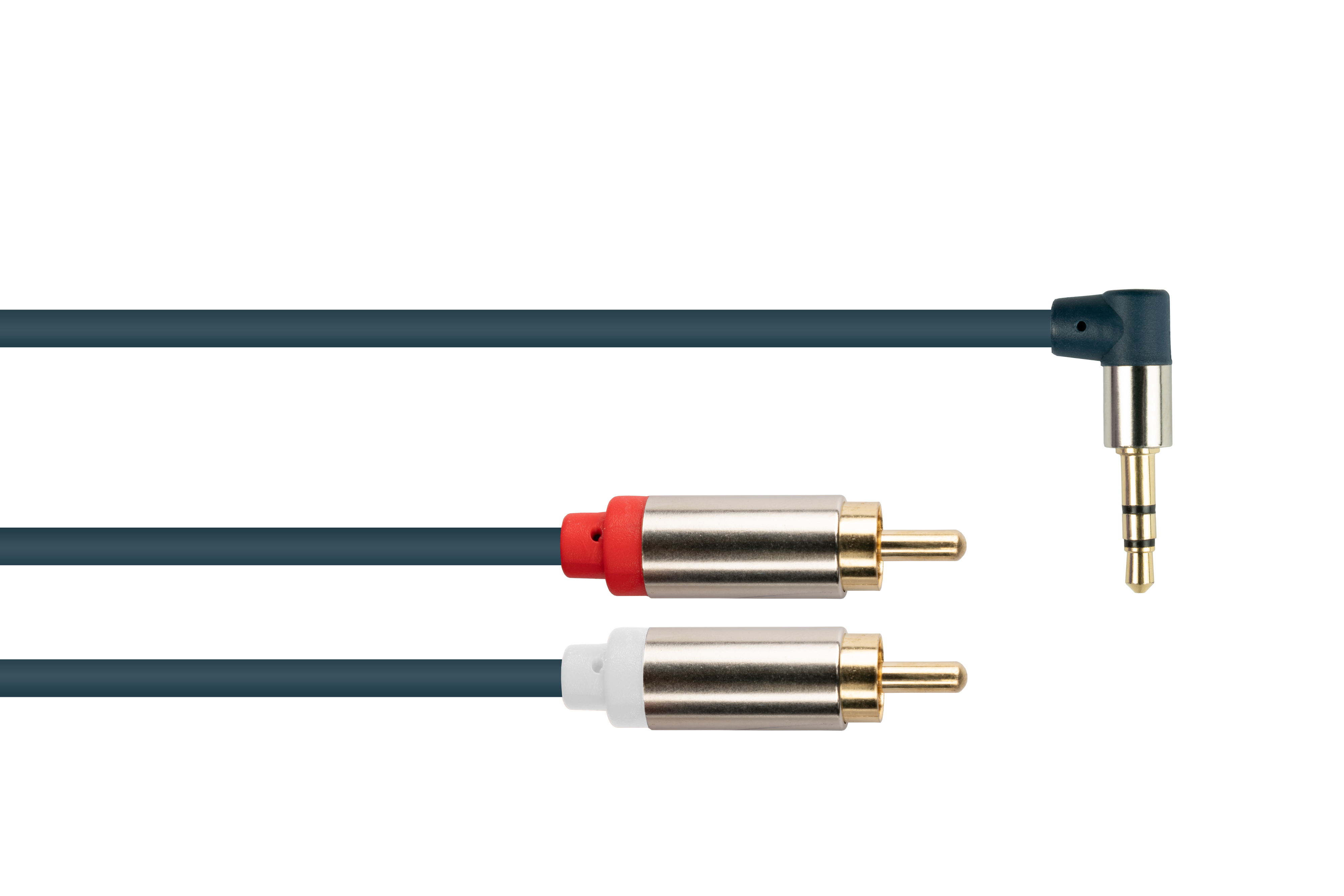 GOOD CONNECTIONS SmartFLEX, High-Quality, 3-poliger 3,5mm gewinkelt 2x Klinkenstecker RCA/Cinch Anschlusskabel Audio an Stecker,dunkelblau